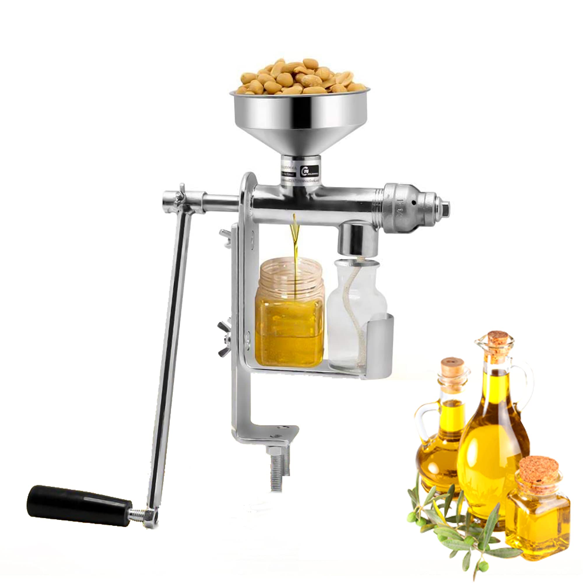 Stainless Steel Commercial Manual Oil Press Machine - Hand Operated Oil Expeller for Sunflower, Walnut, Sesame, Tea Seed & Coconut | Perfect for Home, Farm & Small Business Use
