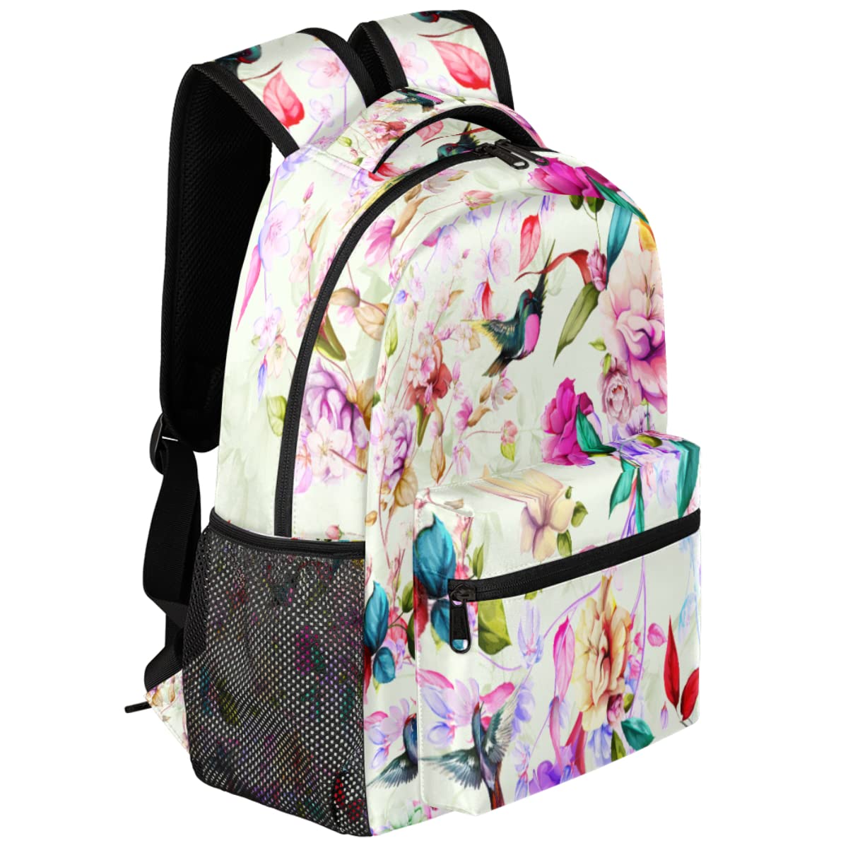 **Floral Hummingbird Waterproof Backpack for Girls & Women - Lightweight Travel Laptop Backpack for School, College, Business & Casual Use - Perfect for Daily Commute, Hiking & Weekend Trips**
