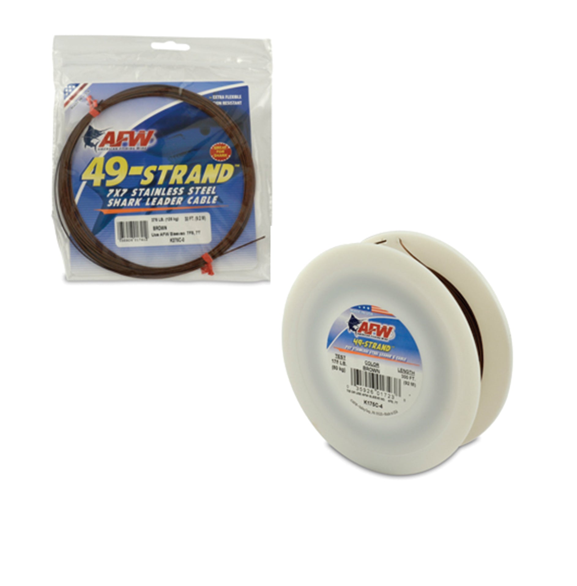 AFW 49 Strand Stainless Steel Shark Cable Leader - 30 ft Coil - High Strength Fishing Wire for Saltwater & Freshwater - Perfect for Shark Fishing, Trolling & Offshore Angling