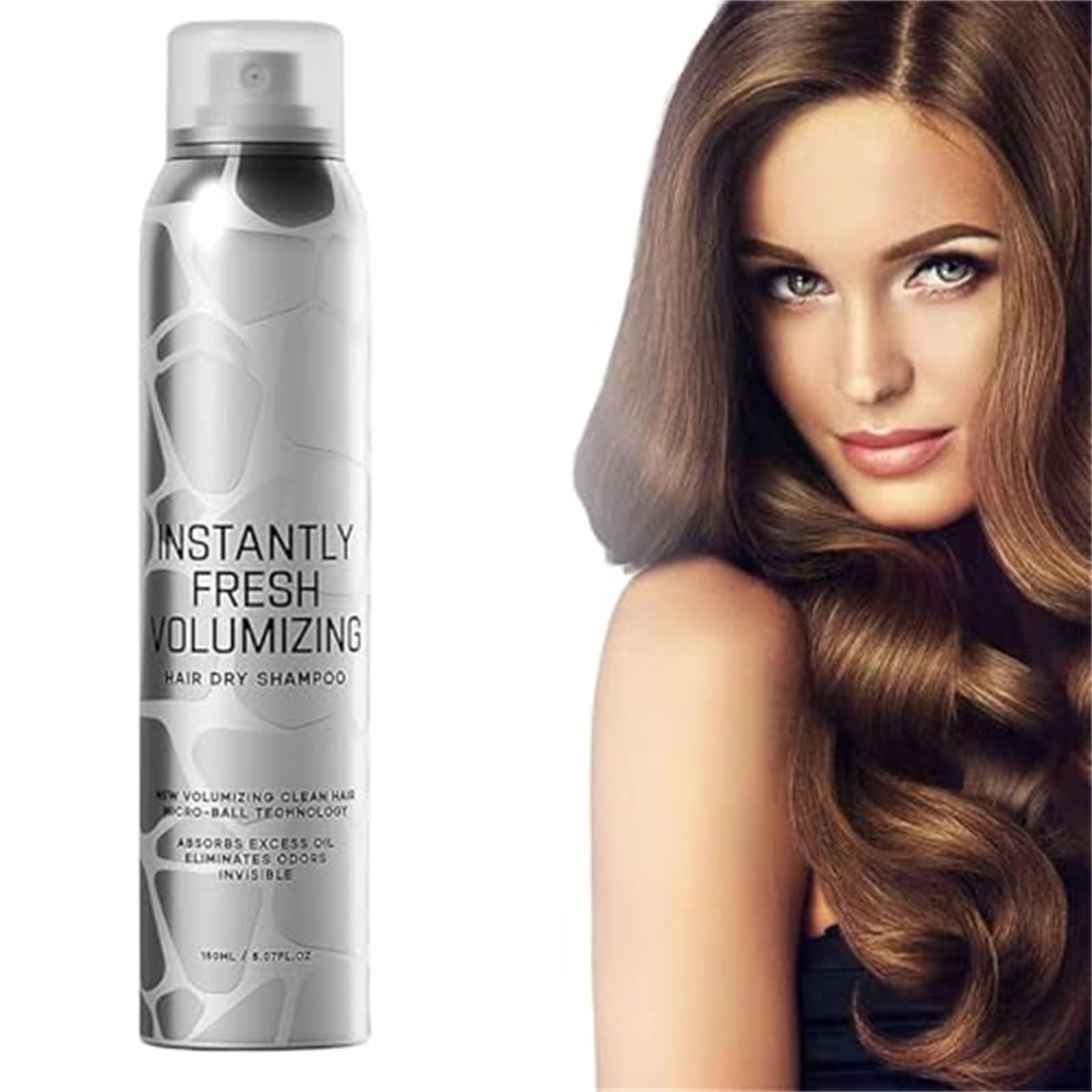 Volumizing Dry Shampoo Spray for Dark Hair - Instantly Fresh, Natural & Travel-Sized (1pc, Silver) | Perfect for On-the-Go, Gym, Travel & Oily Hair Refresh