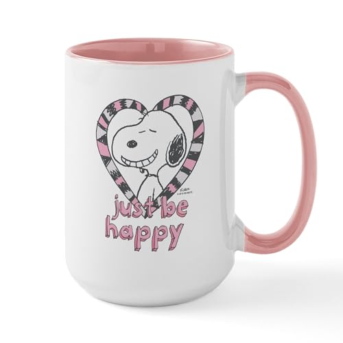 White/Pink Inside - Snoopy Just Be Happy Mugs