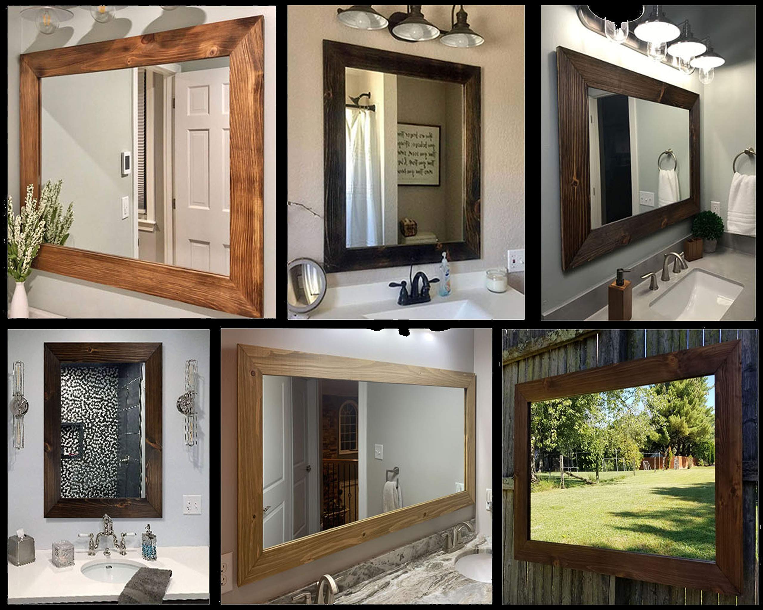 Reclaimed Wood Shiplap Rustic Mirror - Farmhouse Bathroom Vanity Mirror, Large Full Length Wall Mirror for Home Decor, Perfect for Farmhouse, Bathroom, Bedroom & Entryway