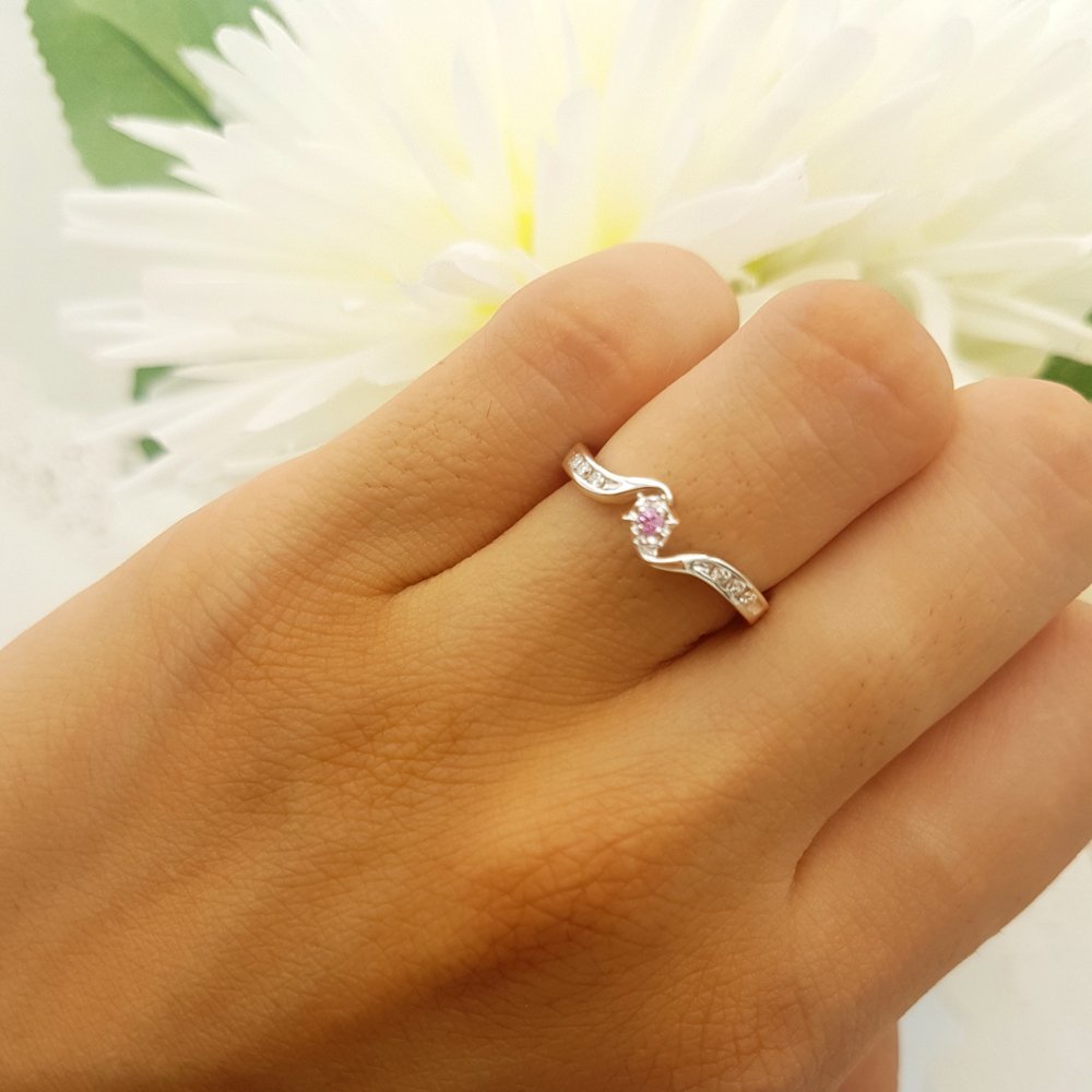 18K White Gold Pink Sapphire & Diamond Women's Promise Bridal Engagement Ring - Dazzlingrock Collection | Perfect for Proposals, Anniversaries & Special Occasions