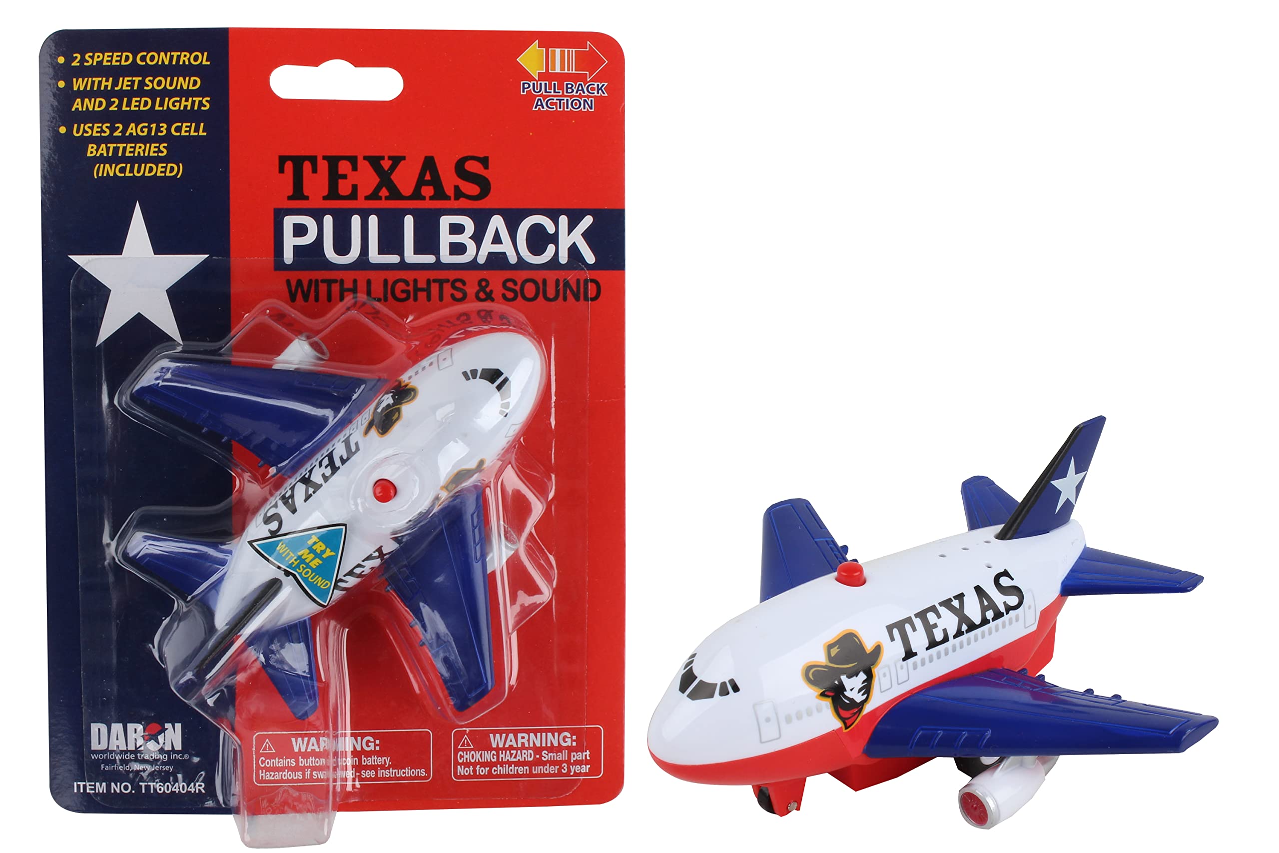 Daron Texas Pullback Toy Car with Lights and Sounds - Fun Interactive Vehicle for Kids, Great for Indoor Play and Birthday Gifts