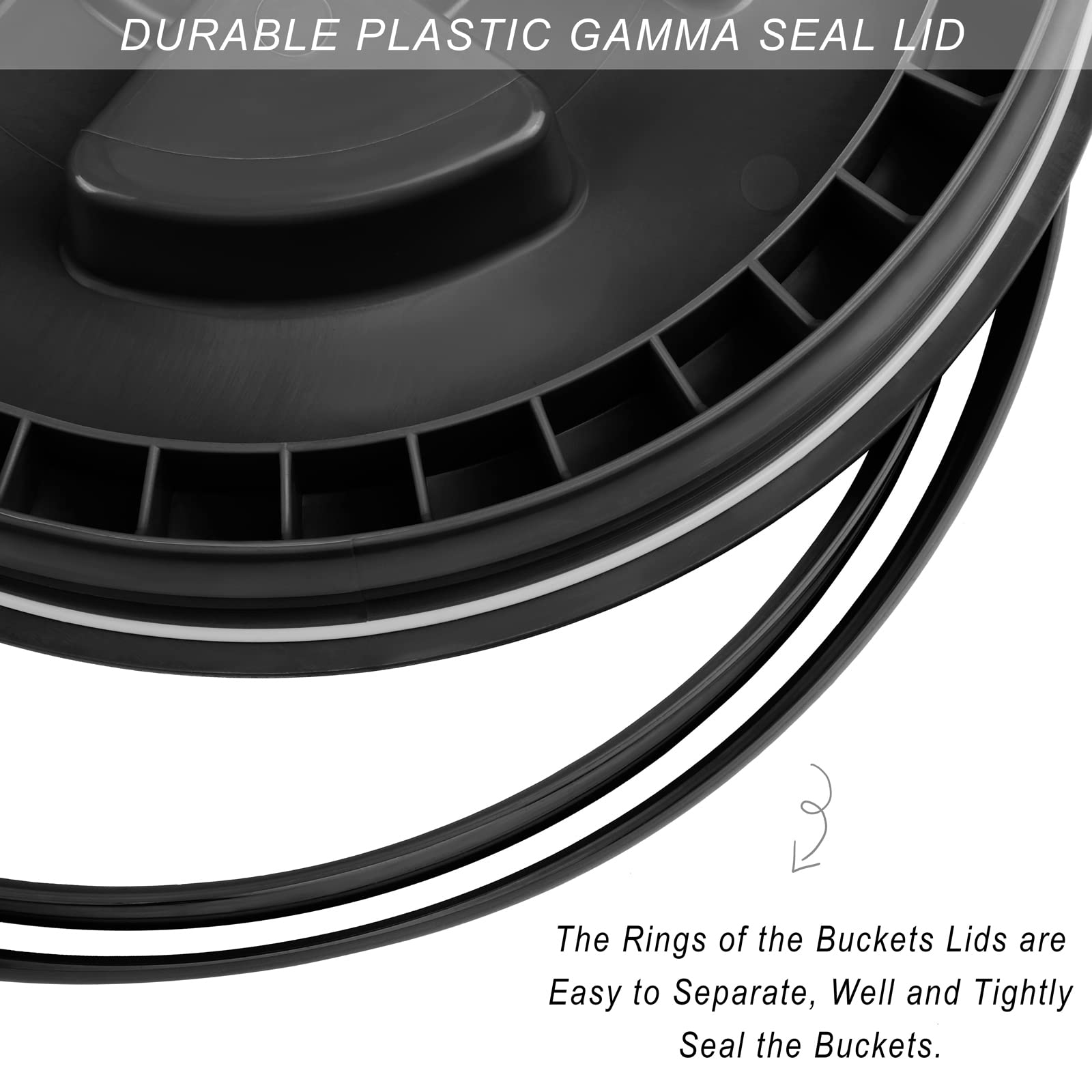 Aodaer 4-Piece 5 Gallon Bucket Twist Lid Set - Reusable Plastic Food Storage Container Lids (Black & White) - Airtight Seal for Dry Food, Pet Supplies & Bulk Storage