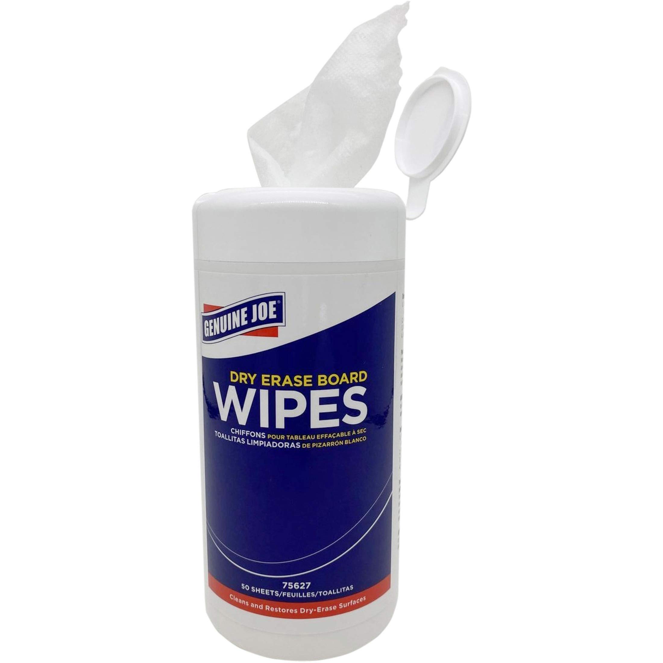 Genuine Joe Dry-Erase Board Cleaning Wipes - 50 Count White Eraser Refills for Whiteboards & Glass Boards | Office, Classroom & Home Use