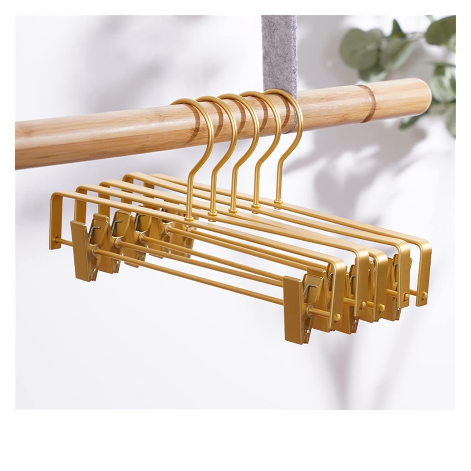 5-Pack Anti-Slip Metal Trousers Hangers - Aluminum Alloy No-Mark Clothes Hangers for Pants, Dresses & Skirts | Space-Saving Wardrobe Storage Solution for Home & Closet Organization