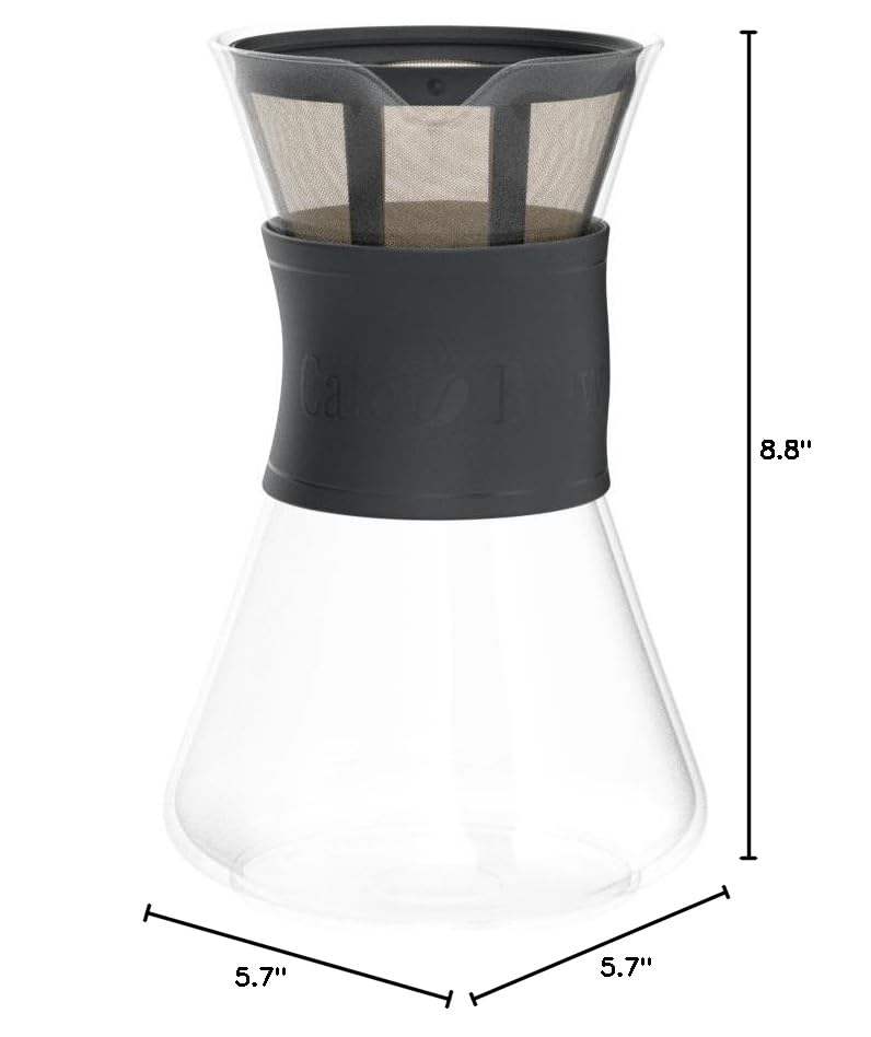 Premium Pour Over Coffee Maker Set - 40oz Borosilicate Glass Carafe with Wood Drip Stand - BPA Free & Dishwasher Safe - Perfect for Home, Office & Camping Coffee Brewing