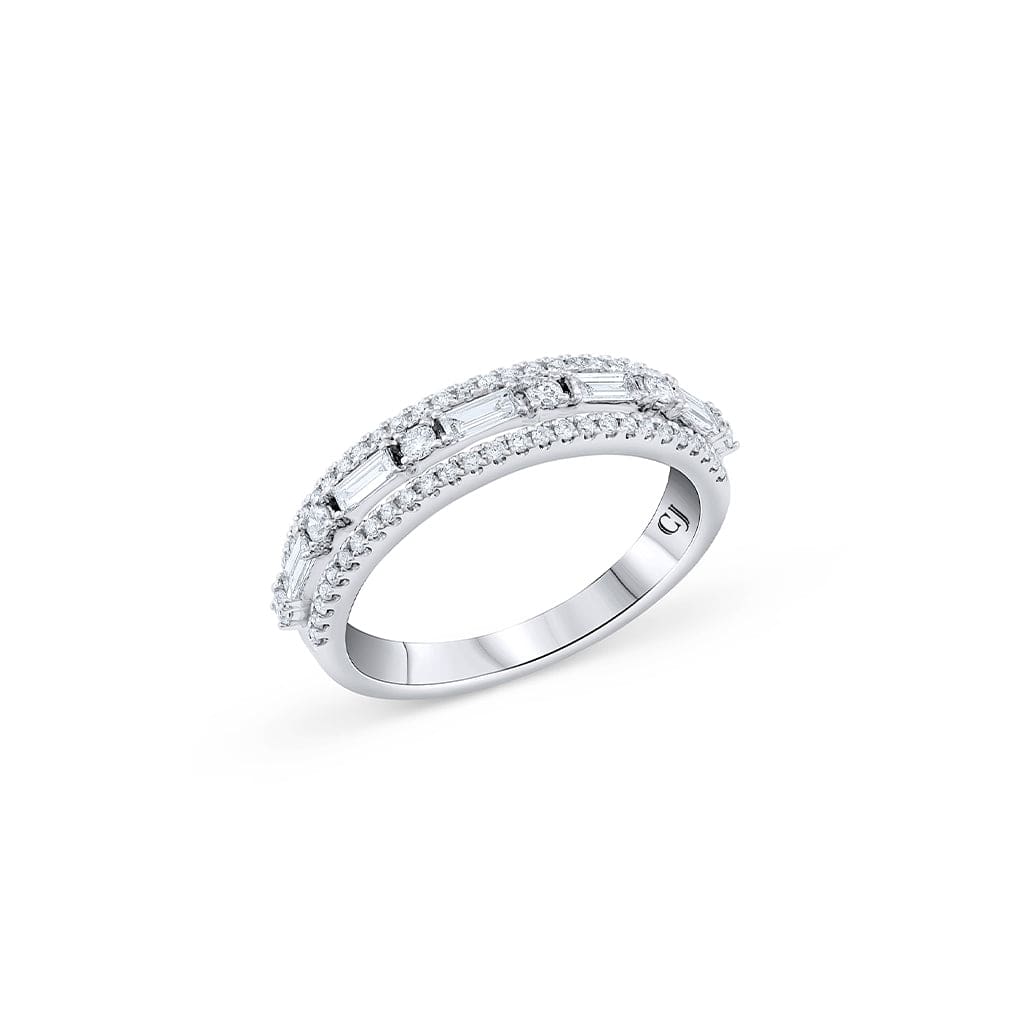 18K White Gold Diamond Halfway Band Ring - 0.55 Carat Total Weight (CTW) - Elegant Wedding Band, Anniversary Gift, or Everyday Luxury Jewelry