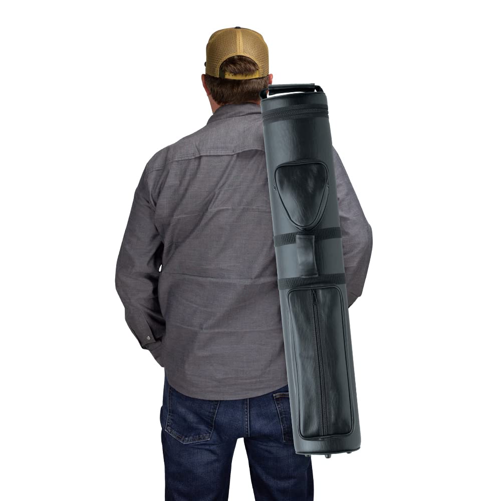 Premium Action Vinyl Pool Cue Case - Holds 3 Butt & 5 Shafts - Durable Billiard Accessory for Professional Players & Home Use