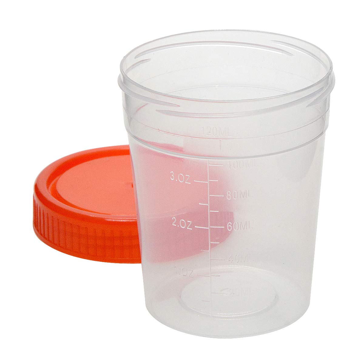 20Pcs 120ML (3OZ) Sterile Specimen Cups with Screw-On Lids - Clear Transparent PP Plastic Medical Containers with Red Covers - Ideal for Urine Samples, Lab Testing & Medical Specimen Collection
