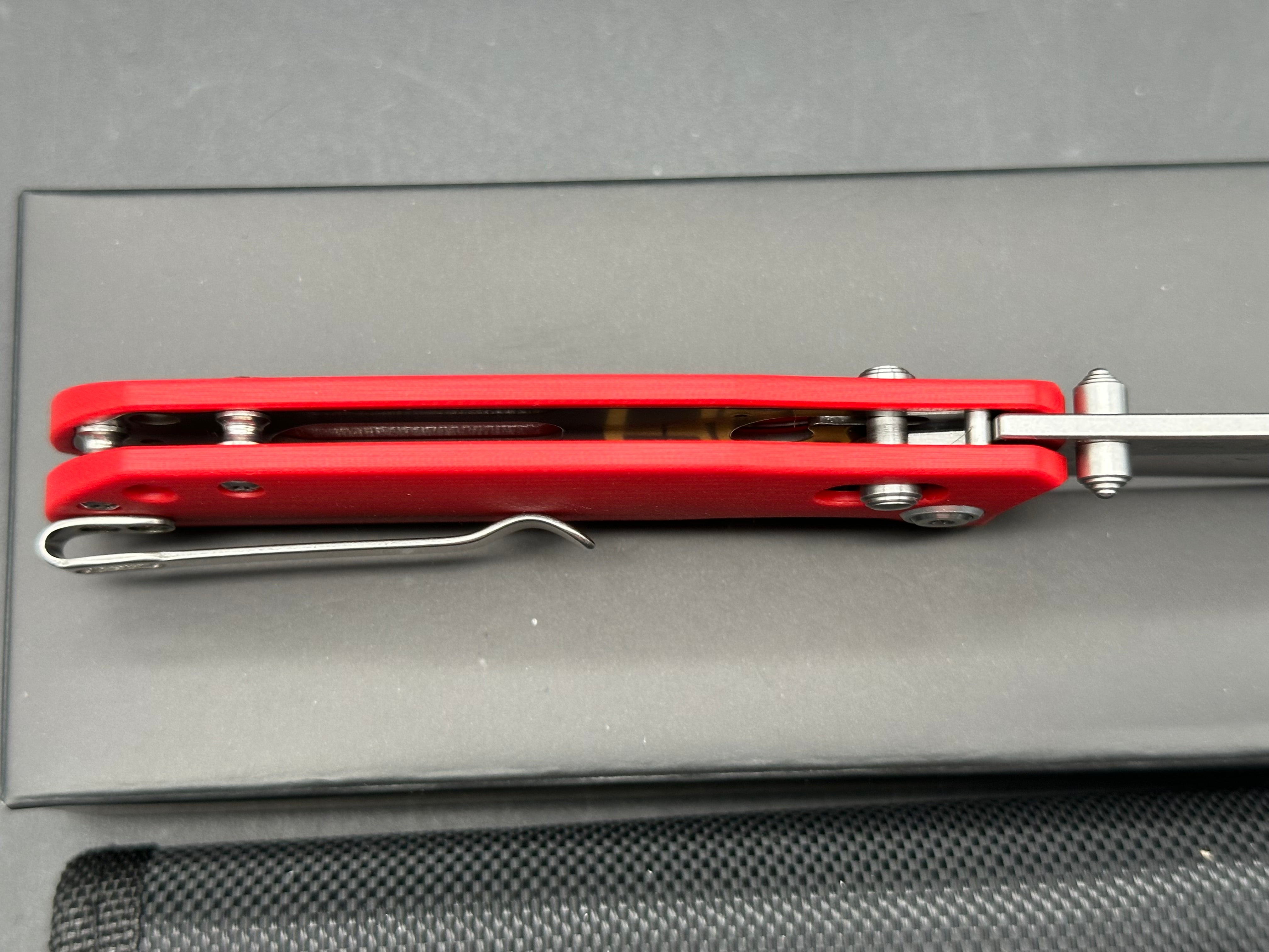 CJRB MAXIMAL Folding Knife - Red G10 Handle, AR-RPM9 Steel, Drop Point Blade for Outdoor Camping, Hiking & EDC