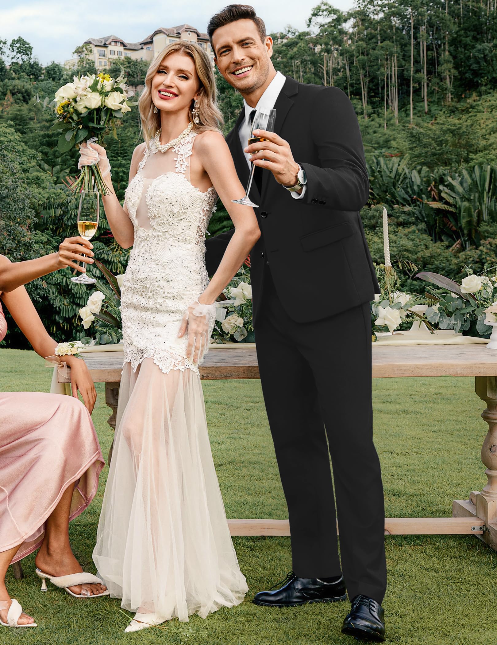 COOFANDY Men's 2-Piece Suit Set - Classic Fit 2-Button Tuxedo Jacket & Dress Pants for Wedding, Business, Prom & Formal Events | Perfect for Office, Dinner Parties & Special Occasions
