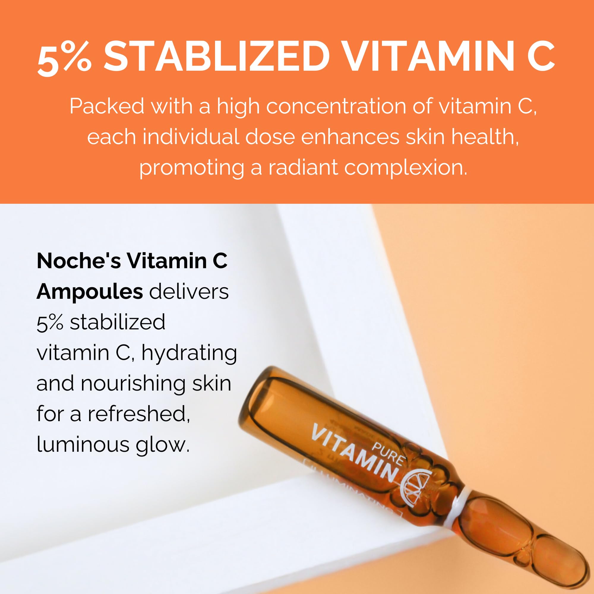 Noche Y Dia Vitamin C Ampoule Oil - Anti-Aging Face Moisturizer Serum with Ascorbic Acid for Hydration & Firming | Collagen Boosting Skincare Treatment | 12 x 2mL (.07 fl oz) | Perfect for Night & Day Use, Dry Skin Care Routine & Youthful Glow Enhancement