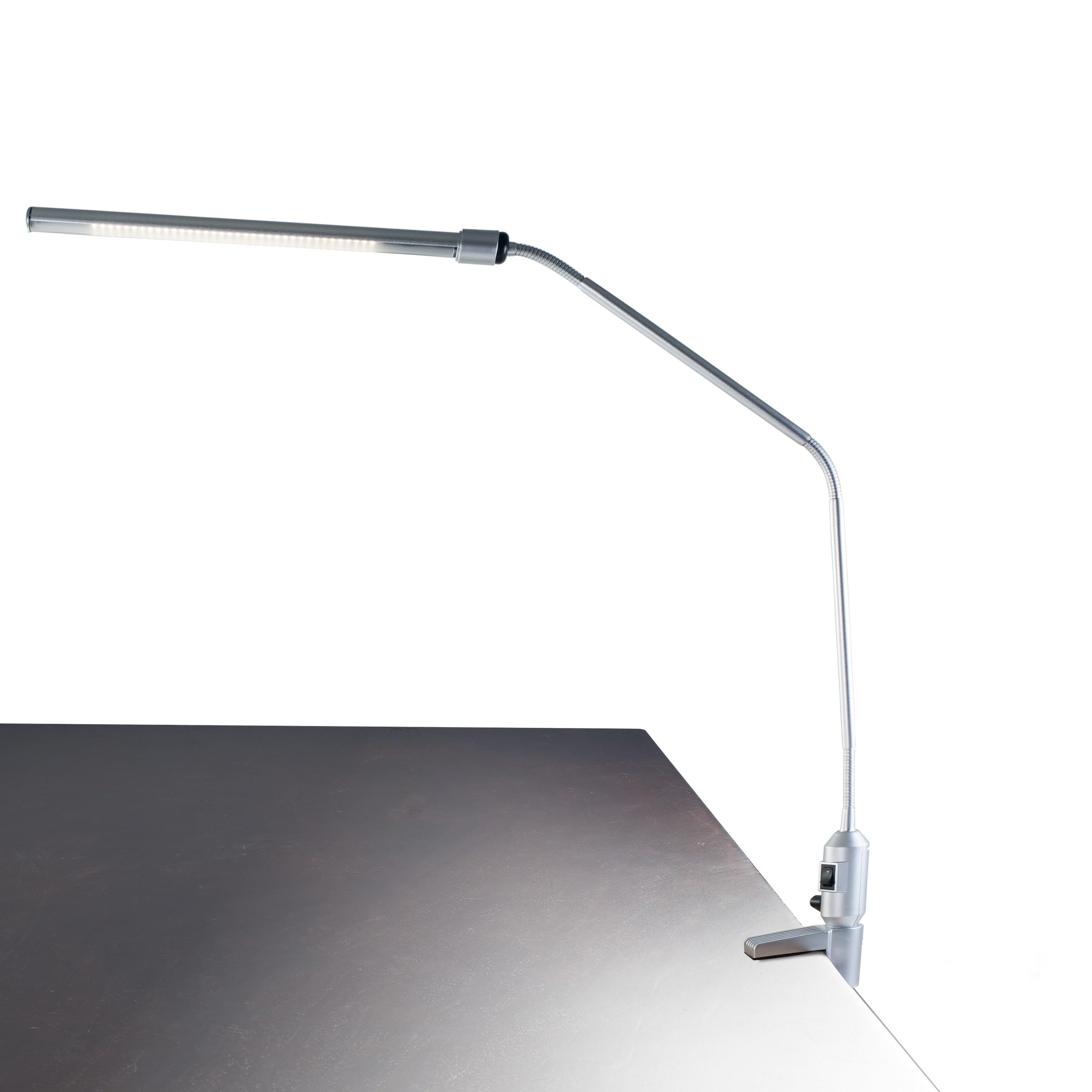 Modern LED Clamp Desk Lamp - Adjustable Clip-On Light for Home Office, Study, Dorm Room | Silver Contemporary Task Lighting by Lavish Home | Perfect for Reading, Working & Nightstand Use