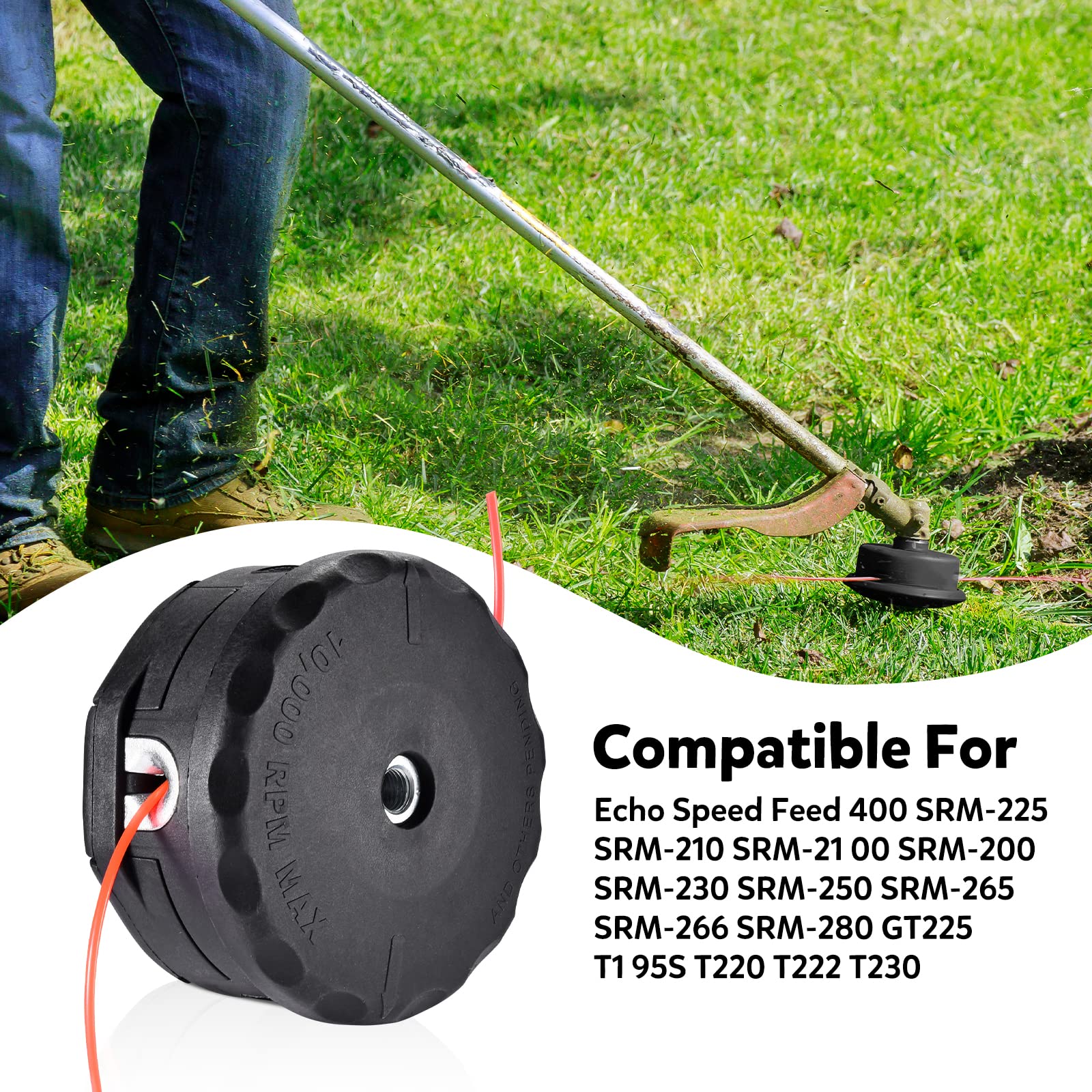 Echo Weed Eater Speed Feed 400 PAS-225 GT-2200 SRM-225 SRM-2620 & Shindaiwa T195S T220 T222 T230 T231 Replacement Trimmer Head - Compatible Grass Trimmer Accessories for Lawn Care & Yard Maintenance