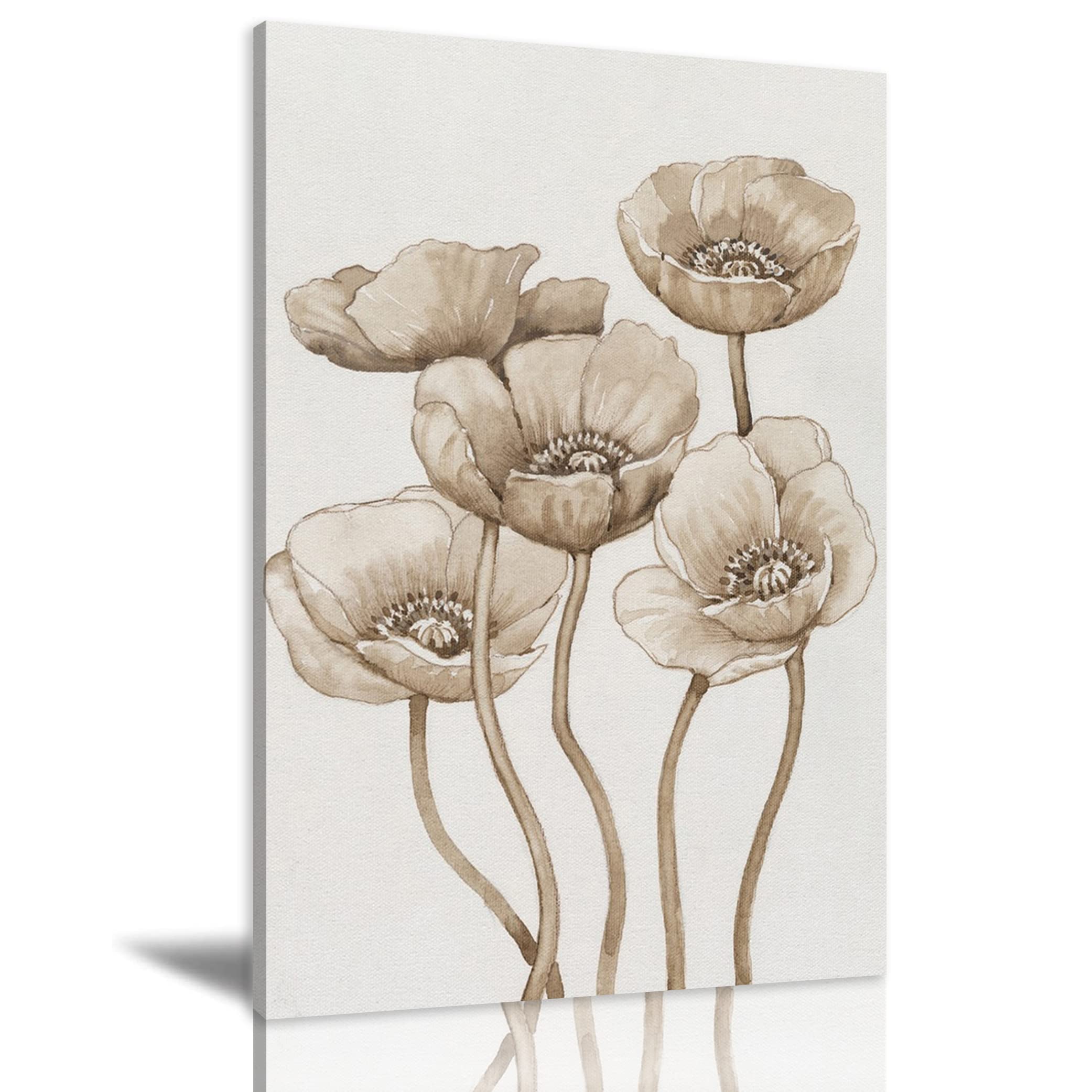 Premium Canvas Wall Art - Vibrant Poppy Flower Painting, Modern Framed Canvas Print for Home & Office Decor, Ready to Hang (20x30 Inch) | Perfect for Living Room, Bedroom & Workspace