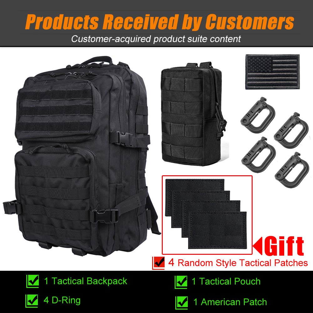 Tactical Backpack for Men - Durable Military Molle Backpack with Water-Resistant Design - Perfect for Hiking, Camping, Travel & Outdoor Adventures
