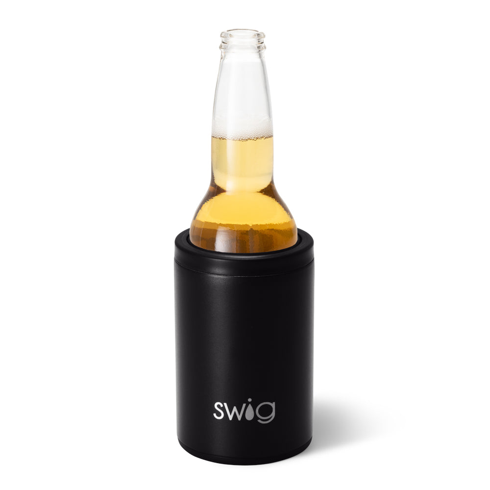 12oz Black Can & Bottle Cooler - Insulated Beverage Chiller for Beer, Soda, Wine - Perfect for Picnics, BBQs, and Outdoor Parties