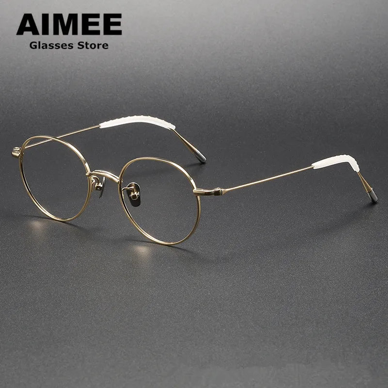 Aimee Unisex Full Rim Round Square Titanium Eyeglasses 14153 - Lightweight Durable Frame for Men & Women - Perfect for Reading, Work, and Everyday Use