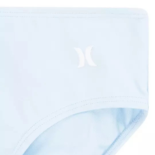 Hurley Junior Girls' 2-Piece Rashguard & Swim Bottom Set - Blue Ice - Sizes 7-16 - UV Protection Swimwear for Surfing, Swimming & Beach Activities