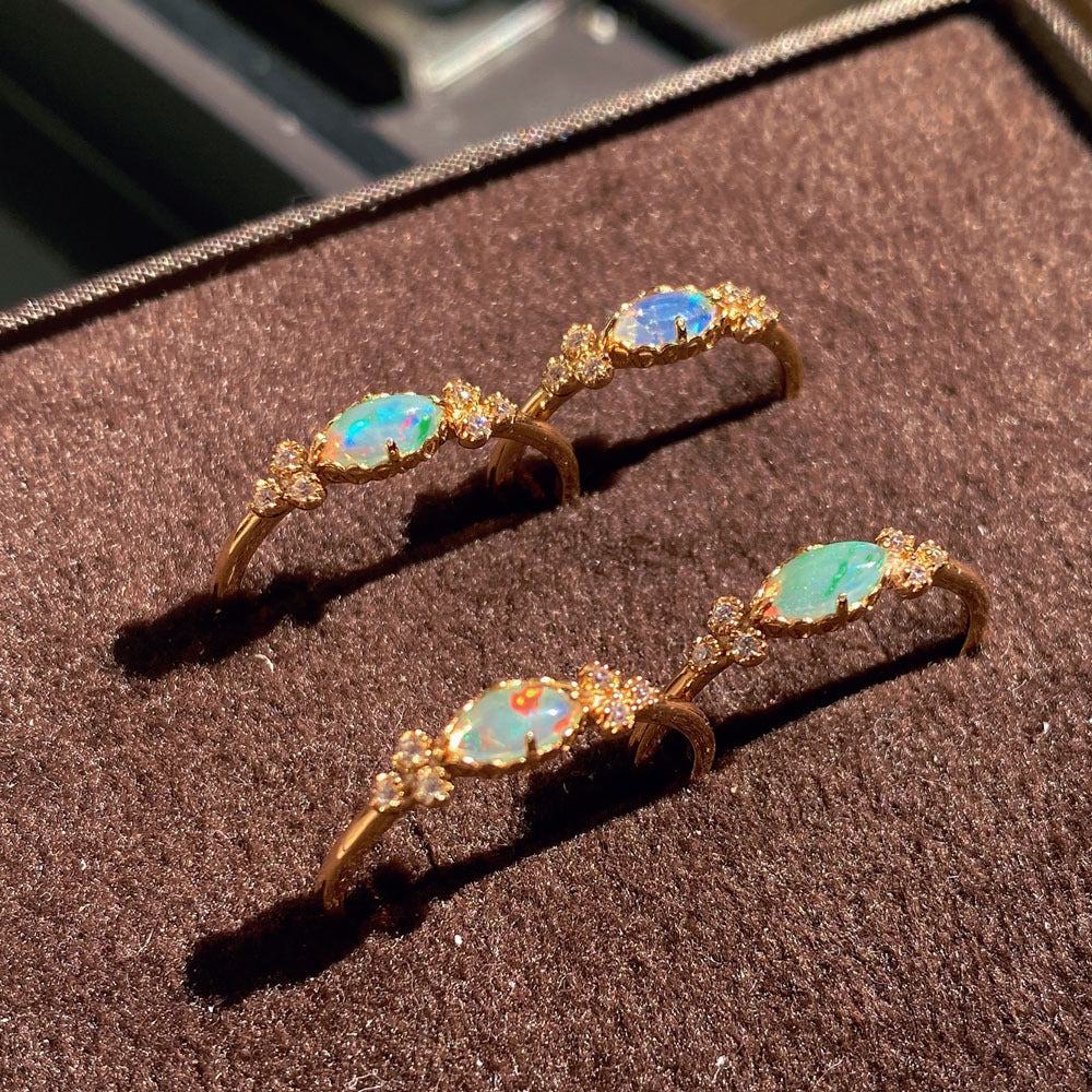 Opal Gemstone Necklace and Ring Set - Sterling Silver Jewelry for Women | Elegant Gift for Birthday, Anniversary & Special Occasions | HJZB 288
