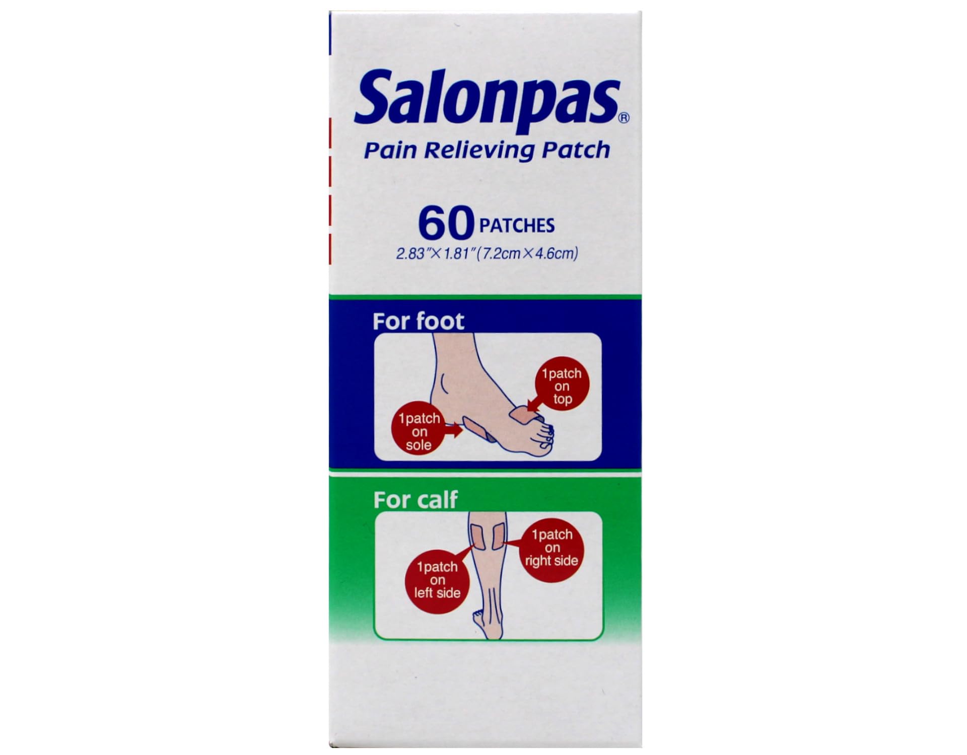 Salonpas Pain Relieving Patch for Back, Neck, Shoulder & Knee Pain Relief - 8 Hour Fast-Acting Muscle Soreness Relief - 60 Count (Pack of 2) - Perfect for Workout Recovery, Arthritis & Chronic Pain Management
