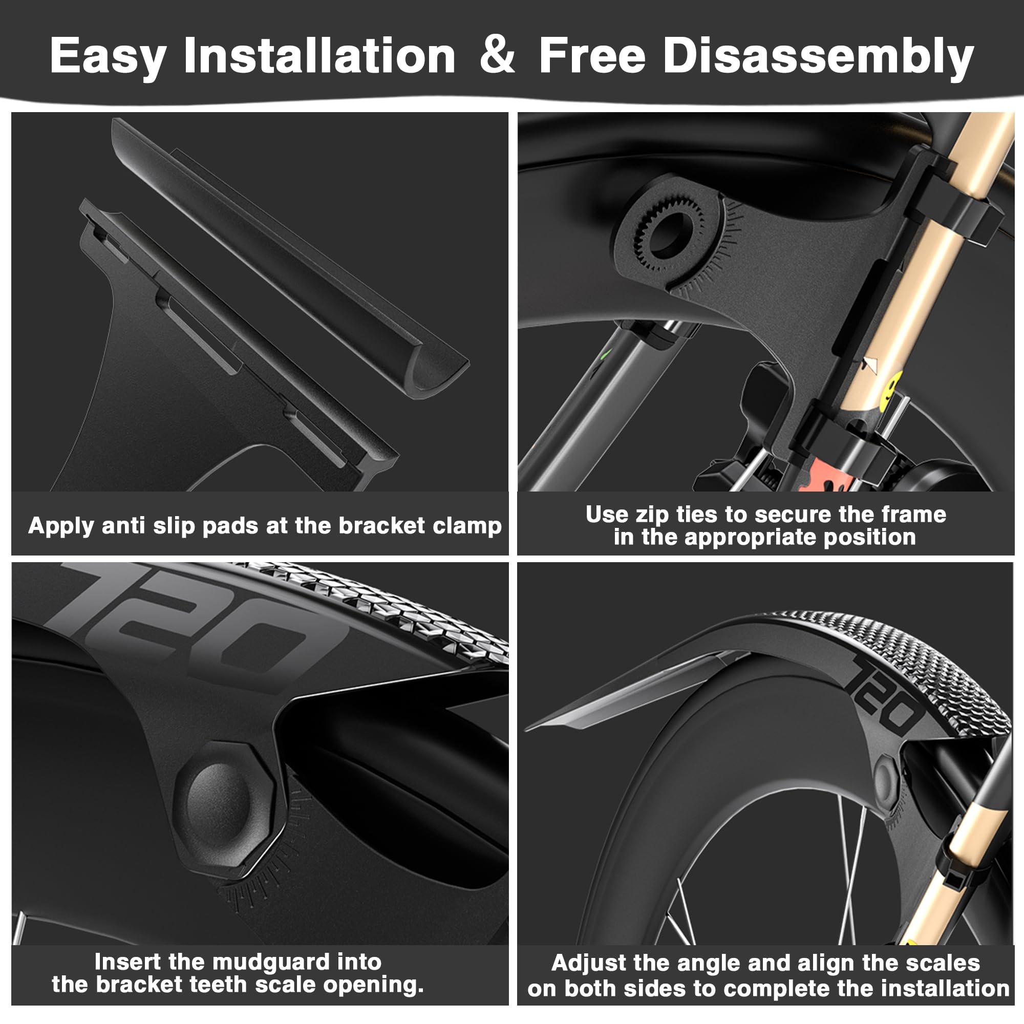 Premium 700C Road Bike Fenders Set - Front & Rear Mudguards for Bicycle Protection | Durable Black Bike Fenders for Rain & Mud Splash Protection | Perfect for Commuting, Touring & Urban Cycling