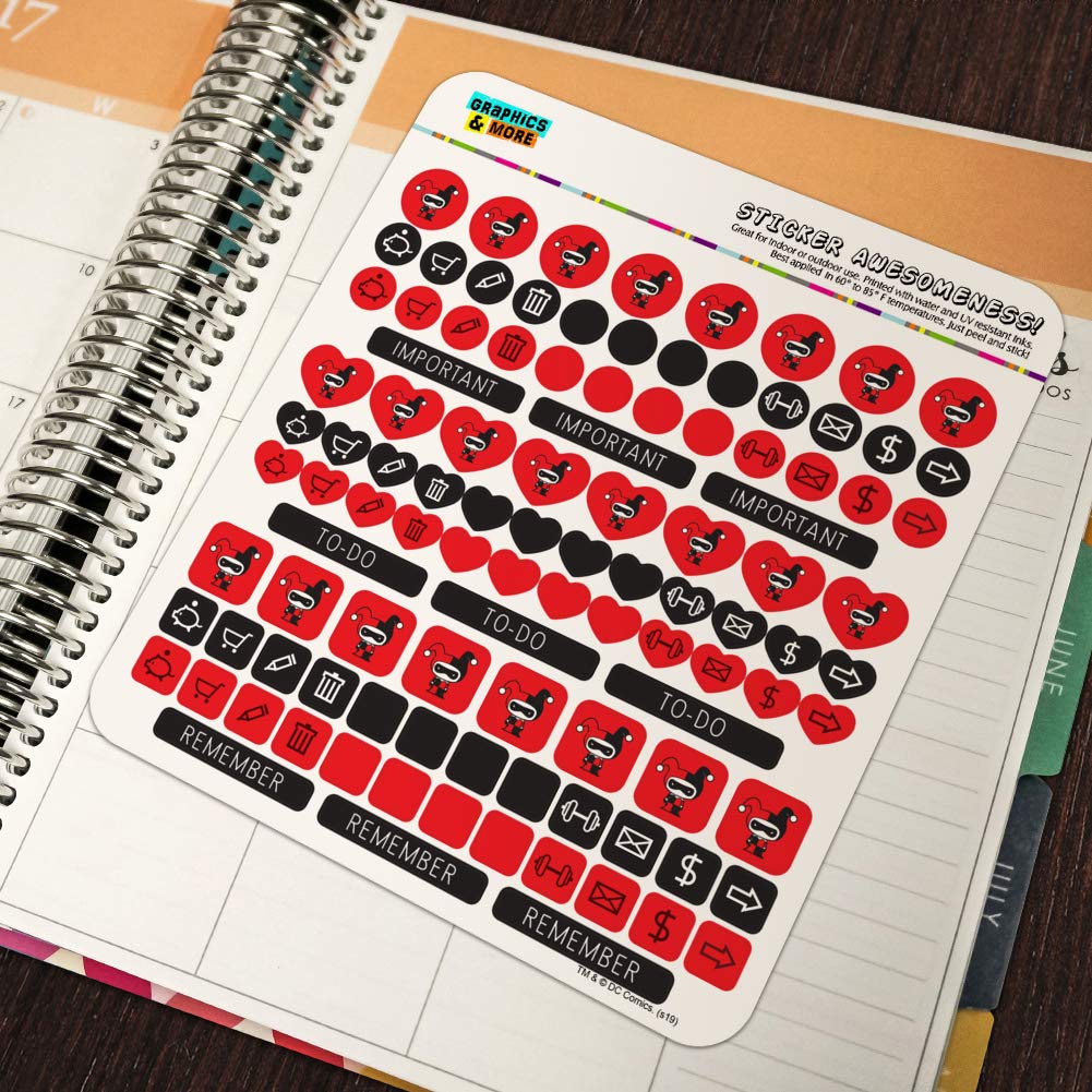 Harley Quinn Cute Chibi Sticker Set for Planners, Calendars & Scrapbooking - Perfect for Bullet Journals, DIY Crafts & Stationery Decoration