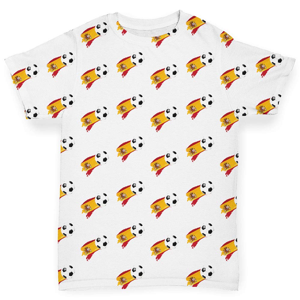 TWISTED ENVY Baby Girl Clothes - Spain Football Soccer Flag Print with Paint Splatter Design | Cute Outfit for Game Day & Photo Shoots
