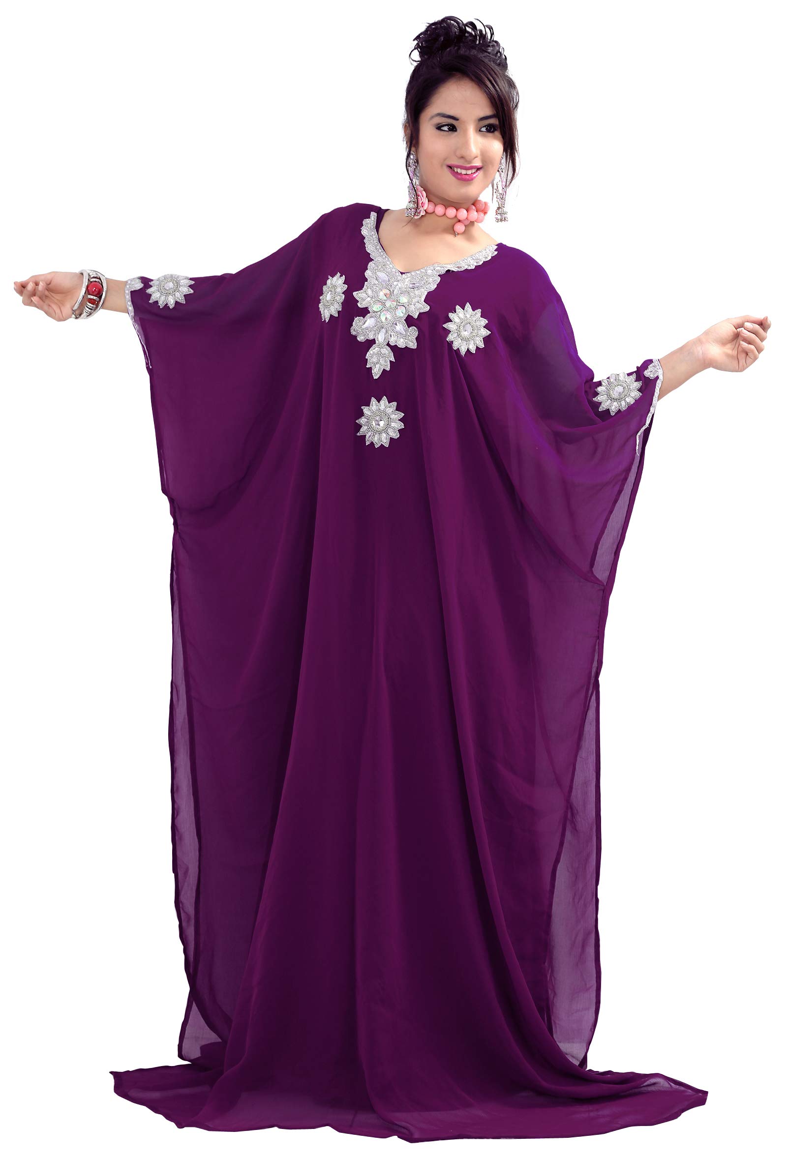 **Women's Kaftan Farasha Long Dress - Flowy Beach Cover Up, Kimono Style, Free Size - Perfect for Beach, Pool, Vacation & Summer Outfits**