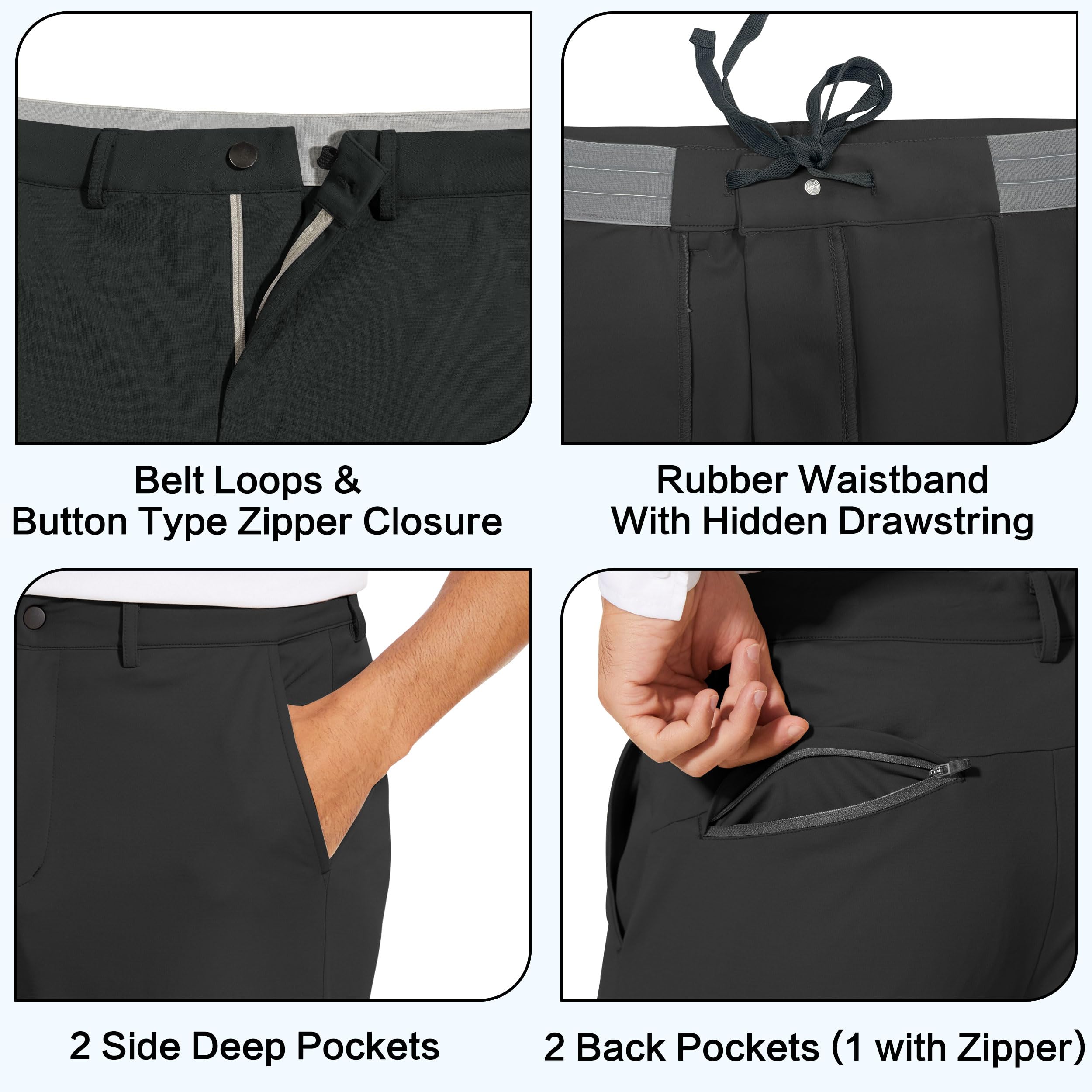 JWM Men's Stretch Golf Joggers Pants with Belt Loops - 29