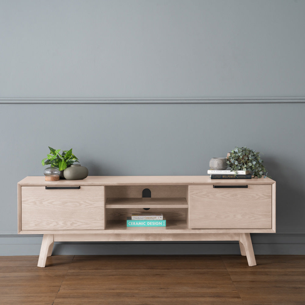 White Oak NEATH Entertainment TV Stand 150cm - Modern Media Console for Living Room, Bedroom & Home Theater