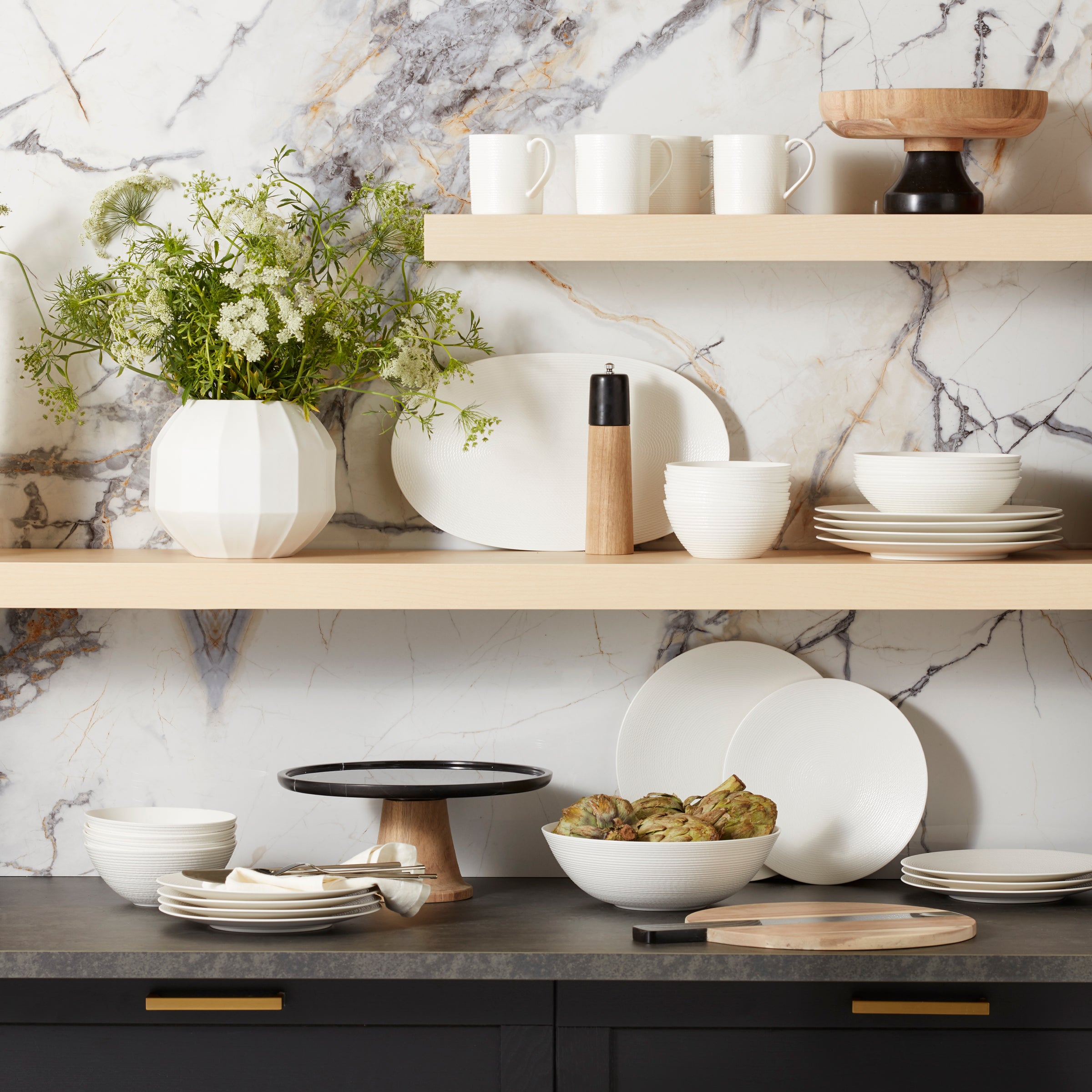 LX Collective White Fruit Bowls Set of 4 - Elegant Ceramic Serving Bowls for Fruits, Snacks, Salads - Perfect for Kitchen, Dining Table, Party & Home Decor