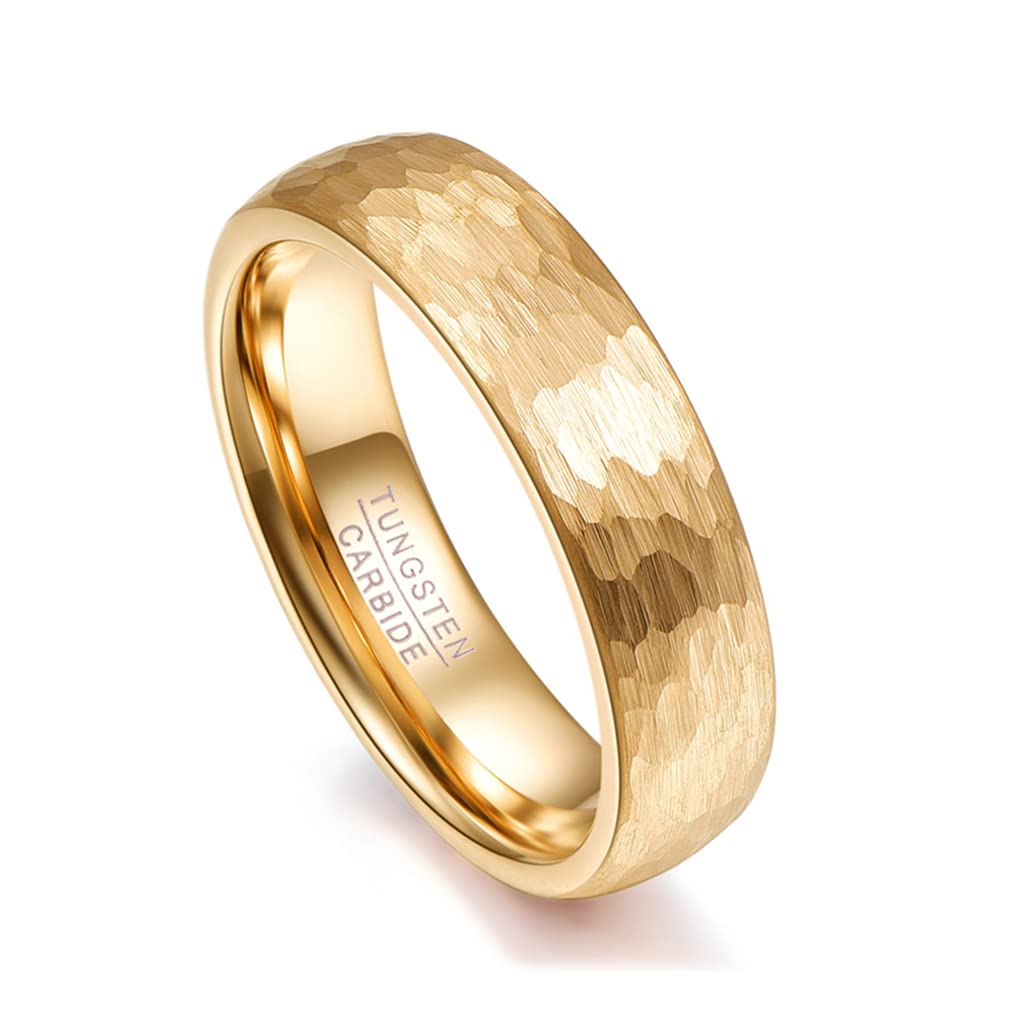 6mm Tungsten Carbide Wedding Rings for Men & Women - 2.3mm Thick Durable Gold Band - Perfect Father's Day Gift, Anniversary Jewelry for Couples - Ideal for Everyday Wear, Special Occasions & Romantic Proposals