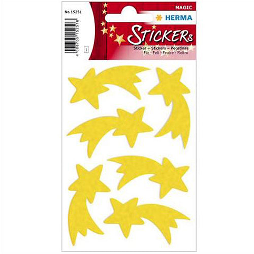 Christmas Star Stickers - Yellow Felt Decorative Stickers for Holiday Cards, Gifts, Scrapbooking & DIY Crafts (15251)