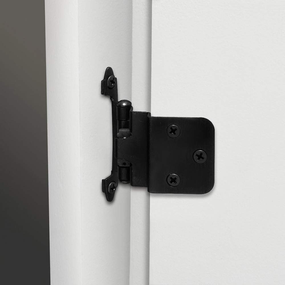 Goldenwarm 20 Pairs Modern Cabinet Door Hinges - Black Matte Finish Metal Face Mount Hinges with 3/8