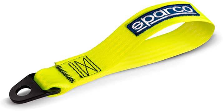 Sparco 01638GF Heavy Duty Towing Hook Ribbon - Fluorescent Yellow - 2000kg Max Capacity - Ideal for Vehicle Recovery & Off-Road Towing