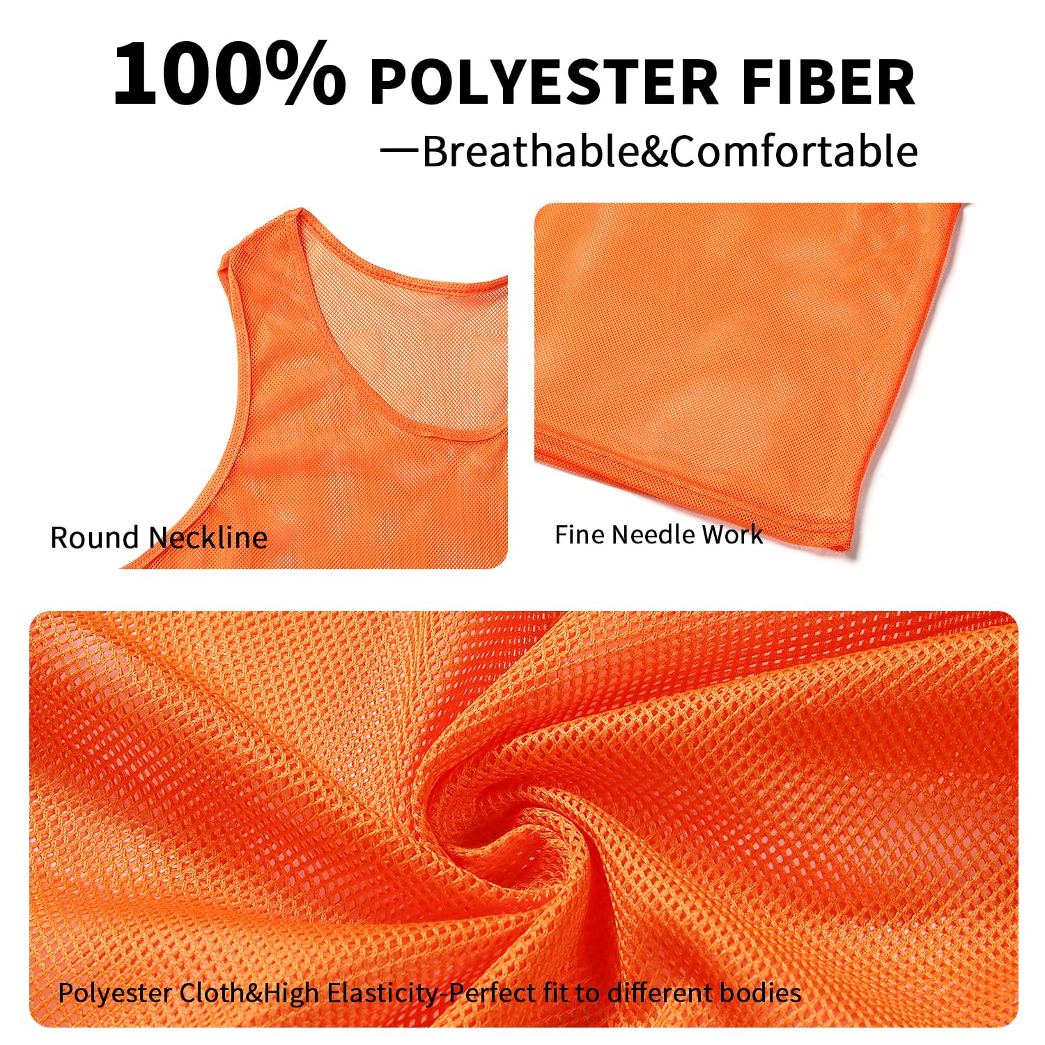 Breathable Nylon Mesh Soccer Training Vests for Adults & Youth - Numbered Practice Pinnies & Bibs for Team Drills, Scrimmages & Sports Conditioning