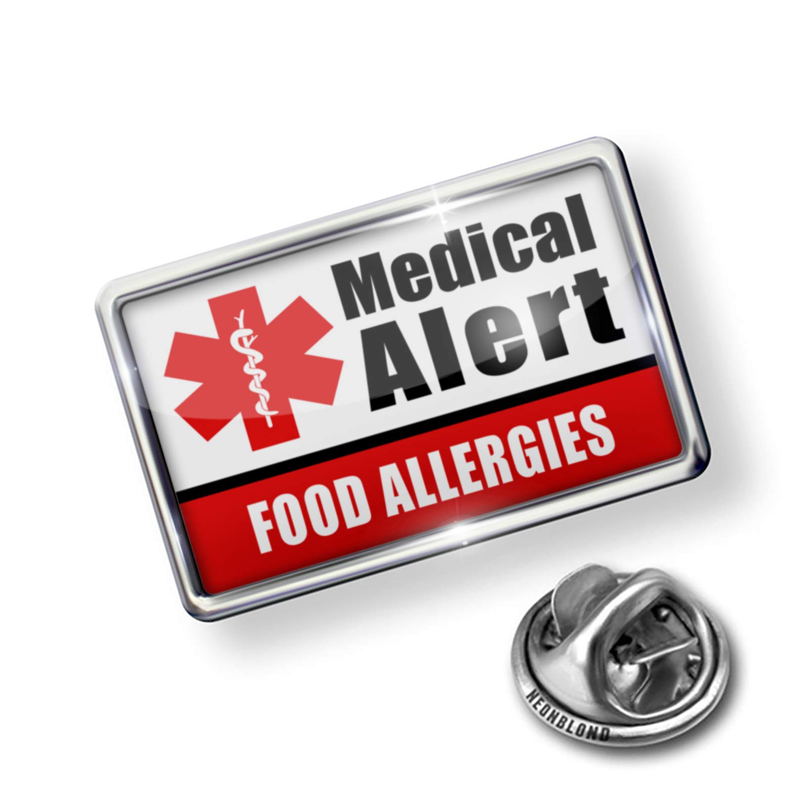 Pin Medical Alert Red Food Allergies ID Badge - Essential Allergy Warning Accessory for Kids & Adults at School, Restaurants & Travel