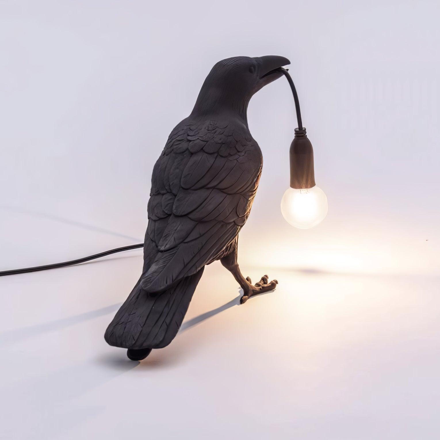 Raven Resin Table Lamp - Modern Gothic Home Decor for Bedroom, Living Room, Office - Handcrafted Night Light with Adjustable Brightness for Reading & Relaxation