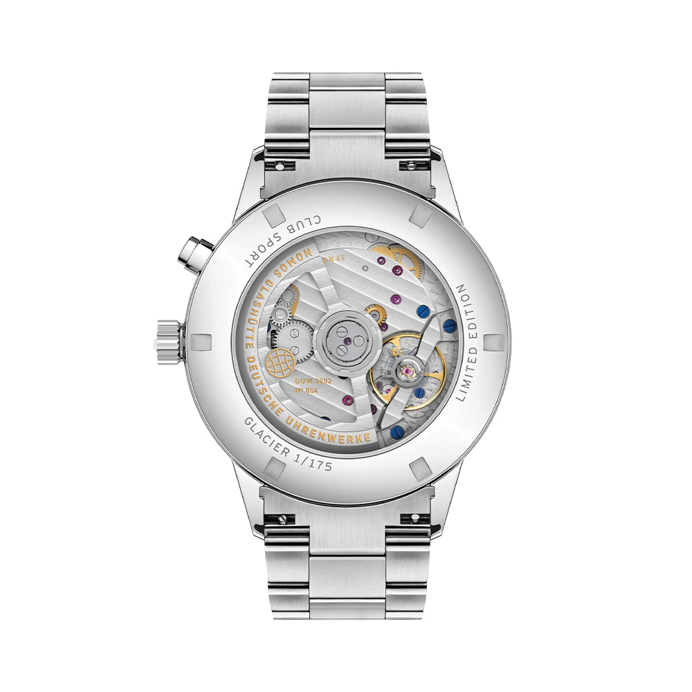 NOMOS Club Sport Neomatik Worldtimer Limited Edition 40mm Watch with Glacier Blue Dial & Stainless Steel Bracelet - Perfect for Travelers & Luxury Watch Collectors