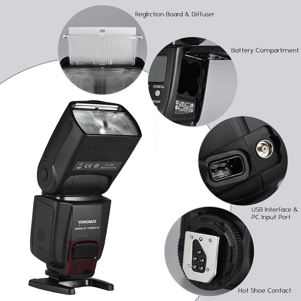 YONGNUO YN565EX III Wireless TTL Flash for Canon DSLR Cameras - GN58 High Power Speedlite with USB Firmware Upgrade & Fast Recycling | Perfect for Wedding, Portrait, and Event Photography