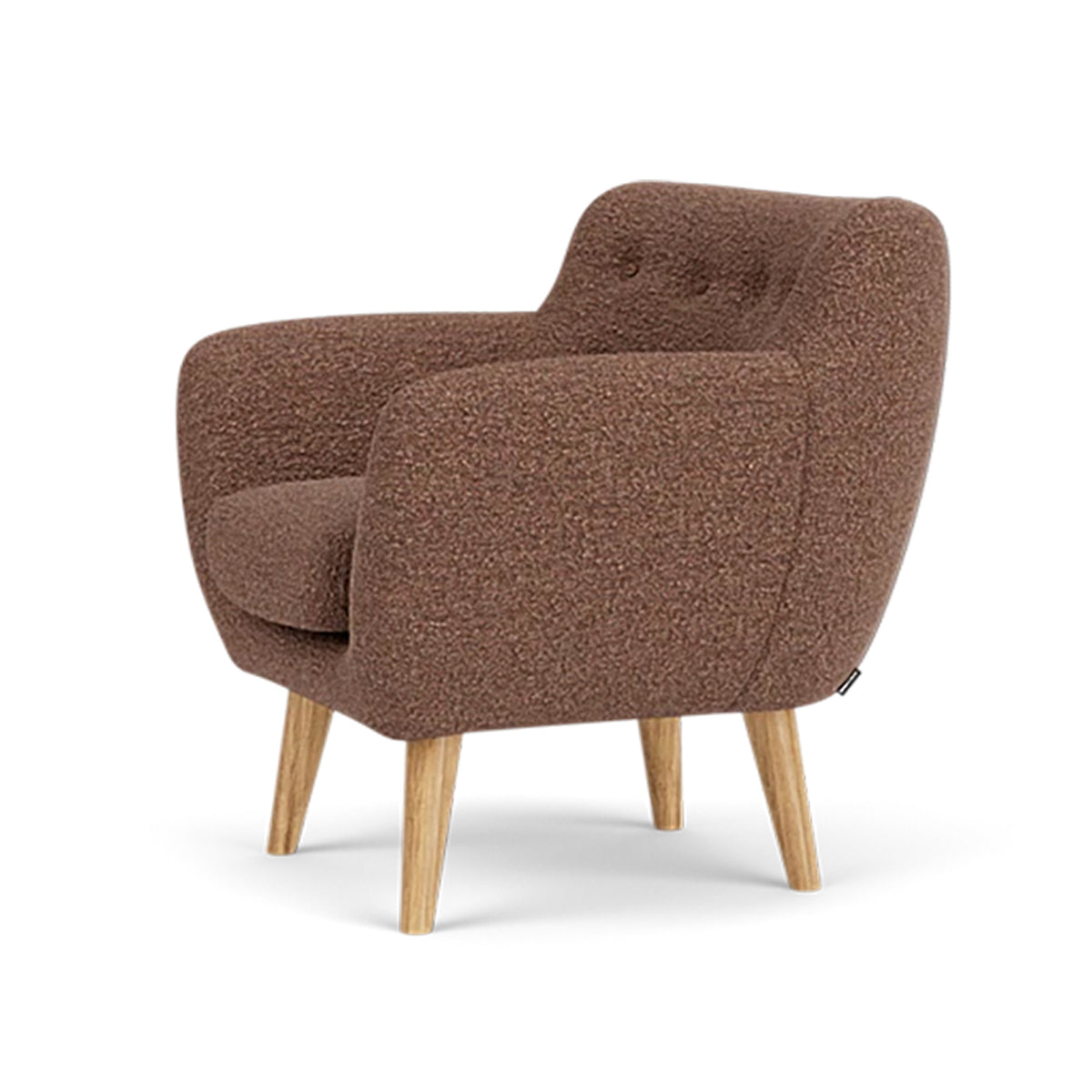 Anne Boucle Armchair - Modern Velvet Upholstered Accent Chair for Living Room, Bedroom, or Office - Stylish & Comfortable Seating with Solid Wood Legs