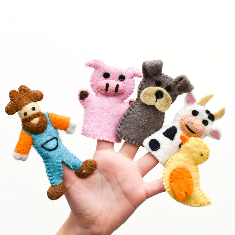Old MacDonald Farm Animals Felt Finger Puppet Set - 12 Piece Farm Animal Toys for Kids, Toddler Educational Storytelling & Role Play - Perfect for Preschool Learning, Birthday Gifts & Nursery Rhyme Activities