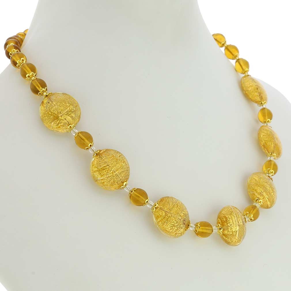 Authentic Murano Glass Necklace from Venice - Ca D'oro Yellow Gold Pendant | Elegant Jewelry Gift for Women, Perfect for Weddings & Special Occasions