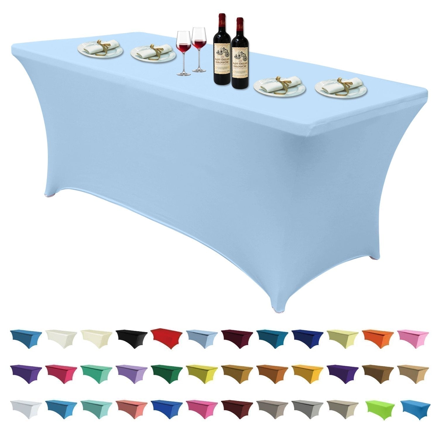 ABCCANOPY Premium Spandex Tablecloths - Stretchable Rectangular Table Cover with Full Encirclement for Dining Room, Party & Event Decor