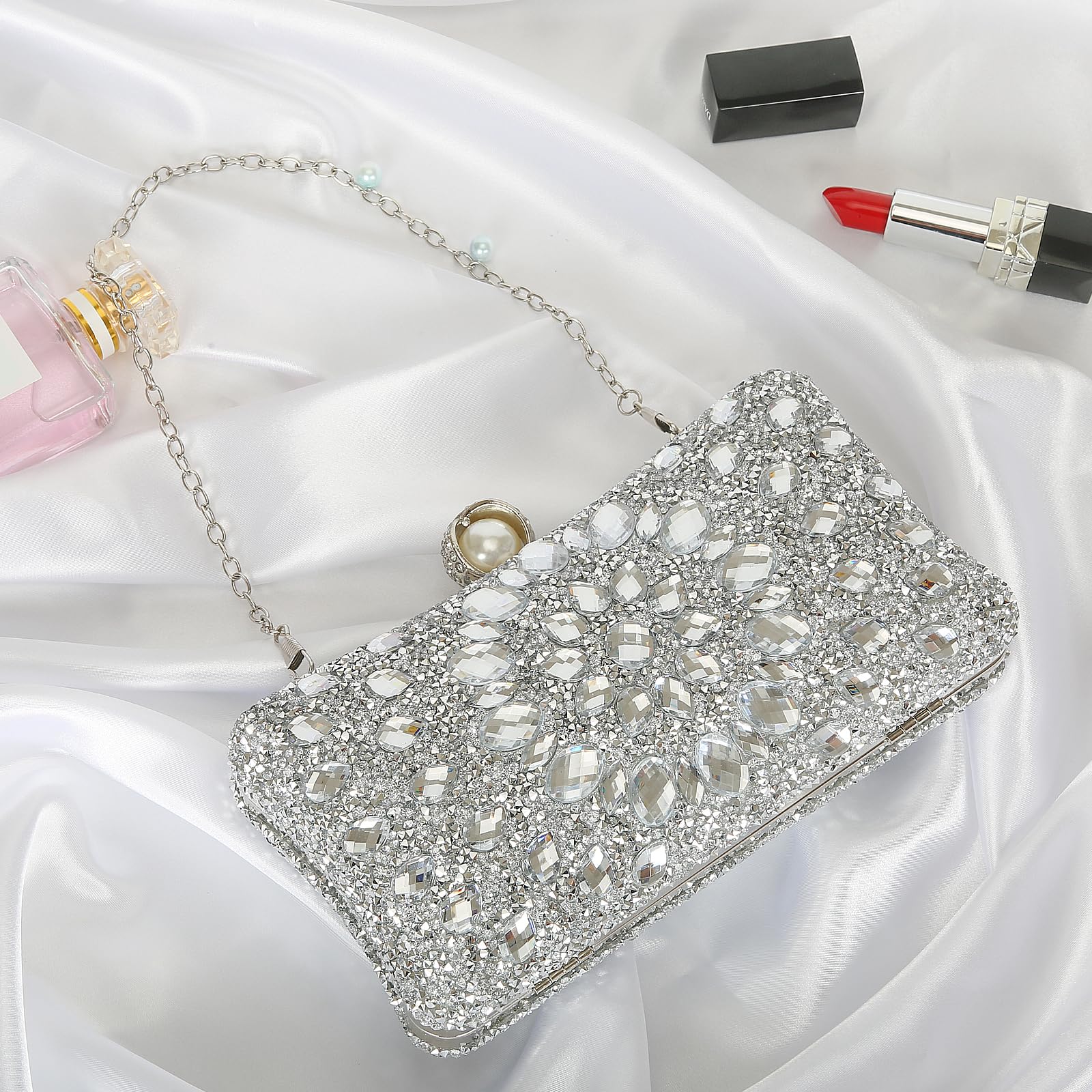 Sparkly Rhinestone Evening Clutch Purse for Women - Luxury Glamorous Handbag for Parties, Weddings & Special Occasions