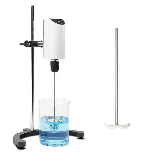 ONiLAB Digital Overhead Stirrer with OLED Display - 10L Capacity, 200-2500 RPM, Max Viscosity 10000mPa·s - Lab Mixer with Support Stand & 2 Stirring Rods - Perfect for Chemical Mixing, Pharmaceutical Research & Laboratory Experiments