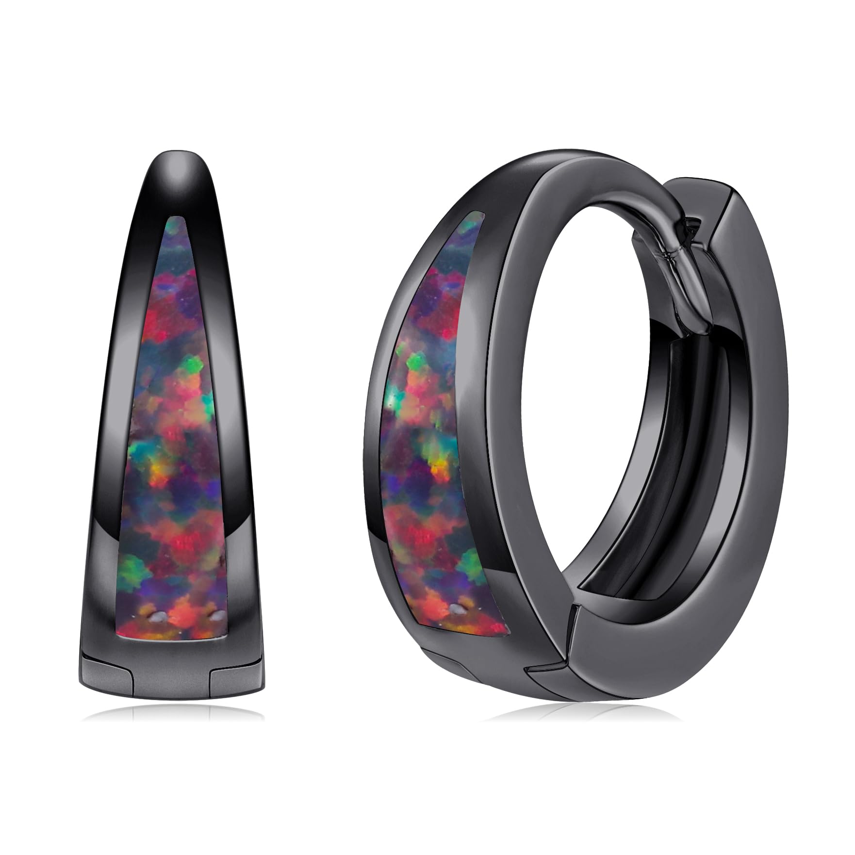 Trendy 14k Gold Plated Opal Hoop Earrings for Women - Lightweight Chunky Huggie Hoops in Silver & Gold | Perfect for Stacking, Everyday Wear & Special Occasions